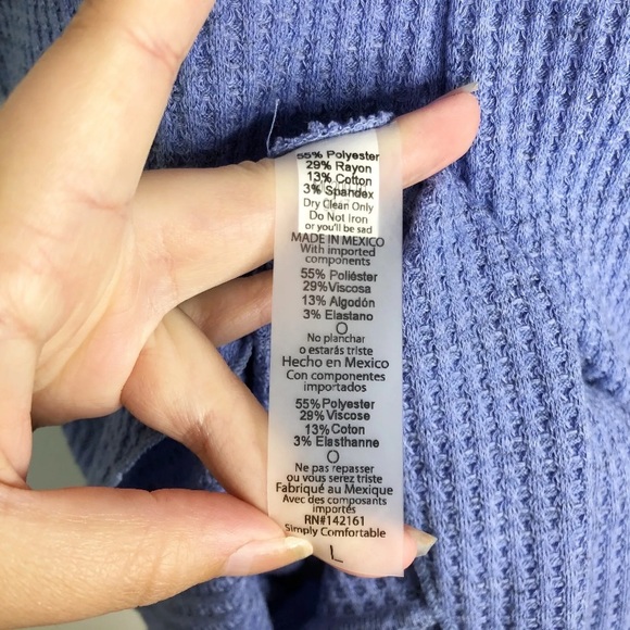 Lularoe Cici Dress Off The Shoulder Periwinkle Blue Waffle Knit Sz. L - Picture 10 of 10